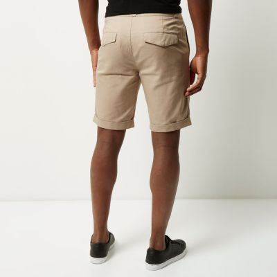 Light brown slim fit chino shorts
